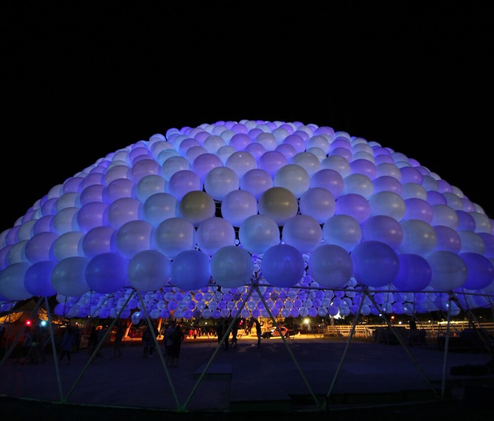 Dome of inflatable spheres at Coachella