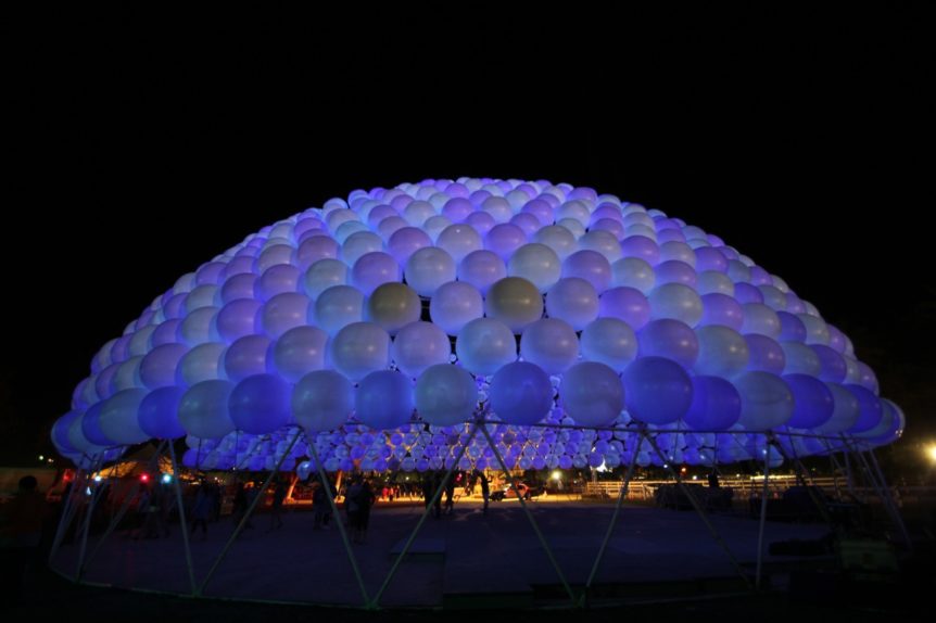 Dome of inflatable spheres at Coachella