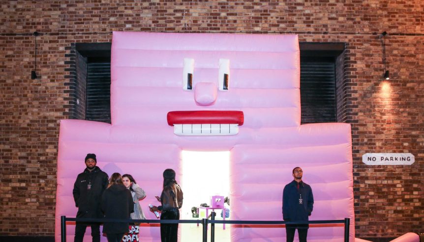 giant pink inflatable wall