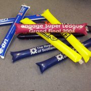 Branded inflatable clapper tubes for sporting events