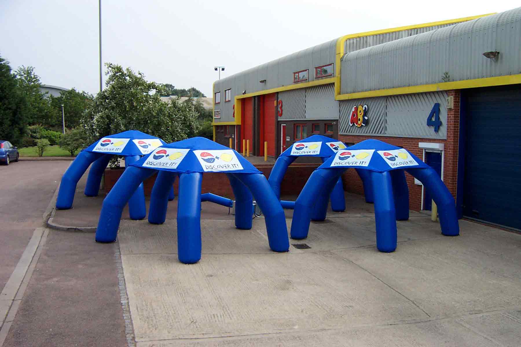 4-legged arches outside ABC Inflatables workshop
