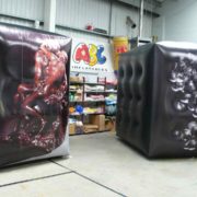 Decorated inflatable art cubes