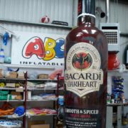 Inflatable Bacardi Oakheart bottle in ABC Inflatables workshop