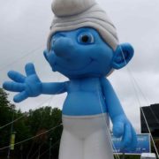 Waving gigantic Smurf inflatable