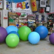 Collection of large colourful pushballs of various sizes