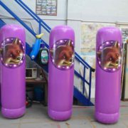 3 inflatable Foxy Bingo columns