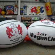 Giant inflatable Gloucester Rugby balls