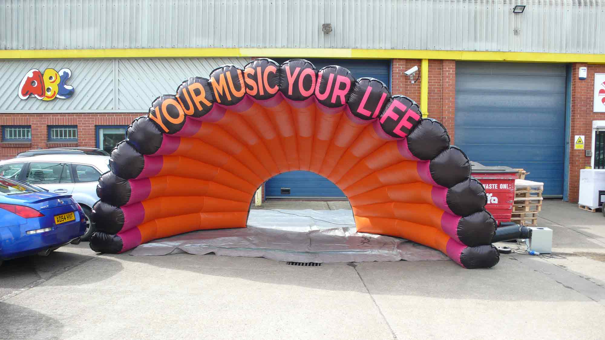 Custom shape arched inflatable shelter