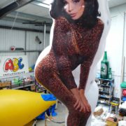 Giant inflatable shape with woman artwork