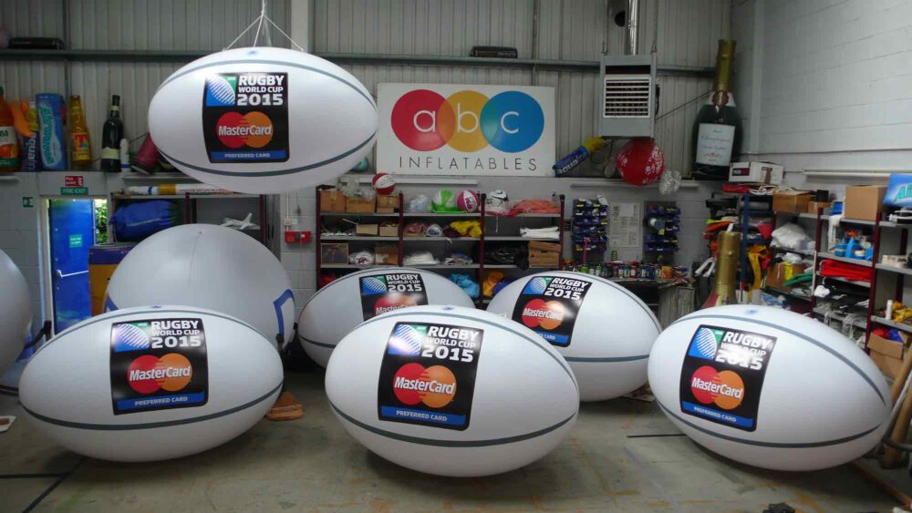 Mastercard giant rugby balls for 2015 World Cup in workshop