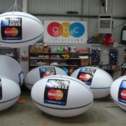 Mastercard giant rugby balls for 2015 World Cup in workshop