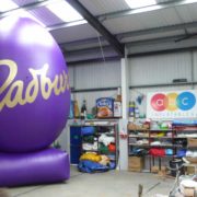 Enormous inflatable Cadbury's Easter egg shape in our workshop