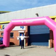 Branded T-Mobile pink inflatable race arch