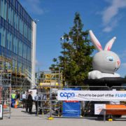 Cape building site with rented inflatable rabbit