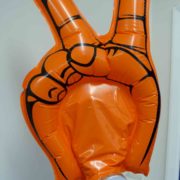 Orange inflatable victory salute hand