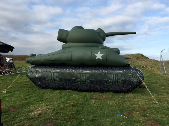 inflatable tank tethered at corners