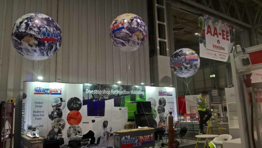 3 exhibition spheres for Glazpart, helium filled