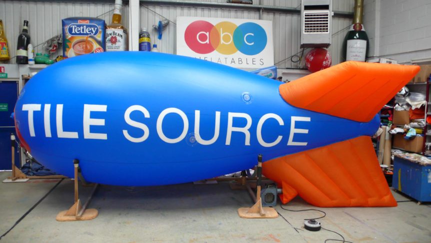Blue and orange inflatable bimp for Tile Source
