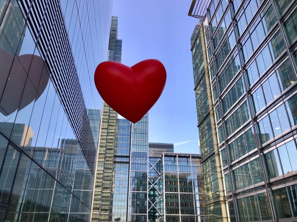 Helium filled chubby hearts inflatable