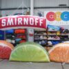 3 giant citrus segments with inflatable sign for Smirnoff