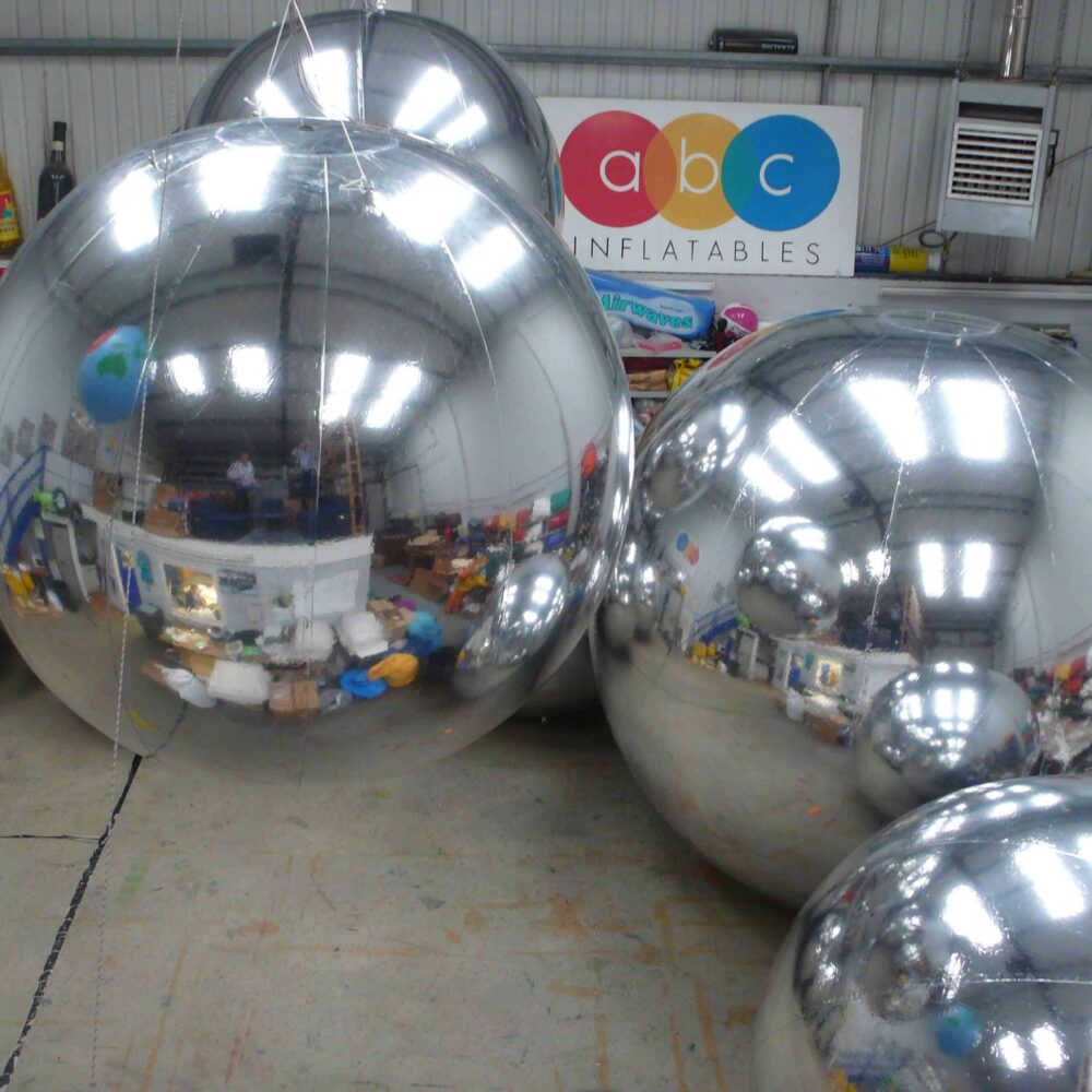 inflated giant silver chrome balls