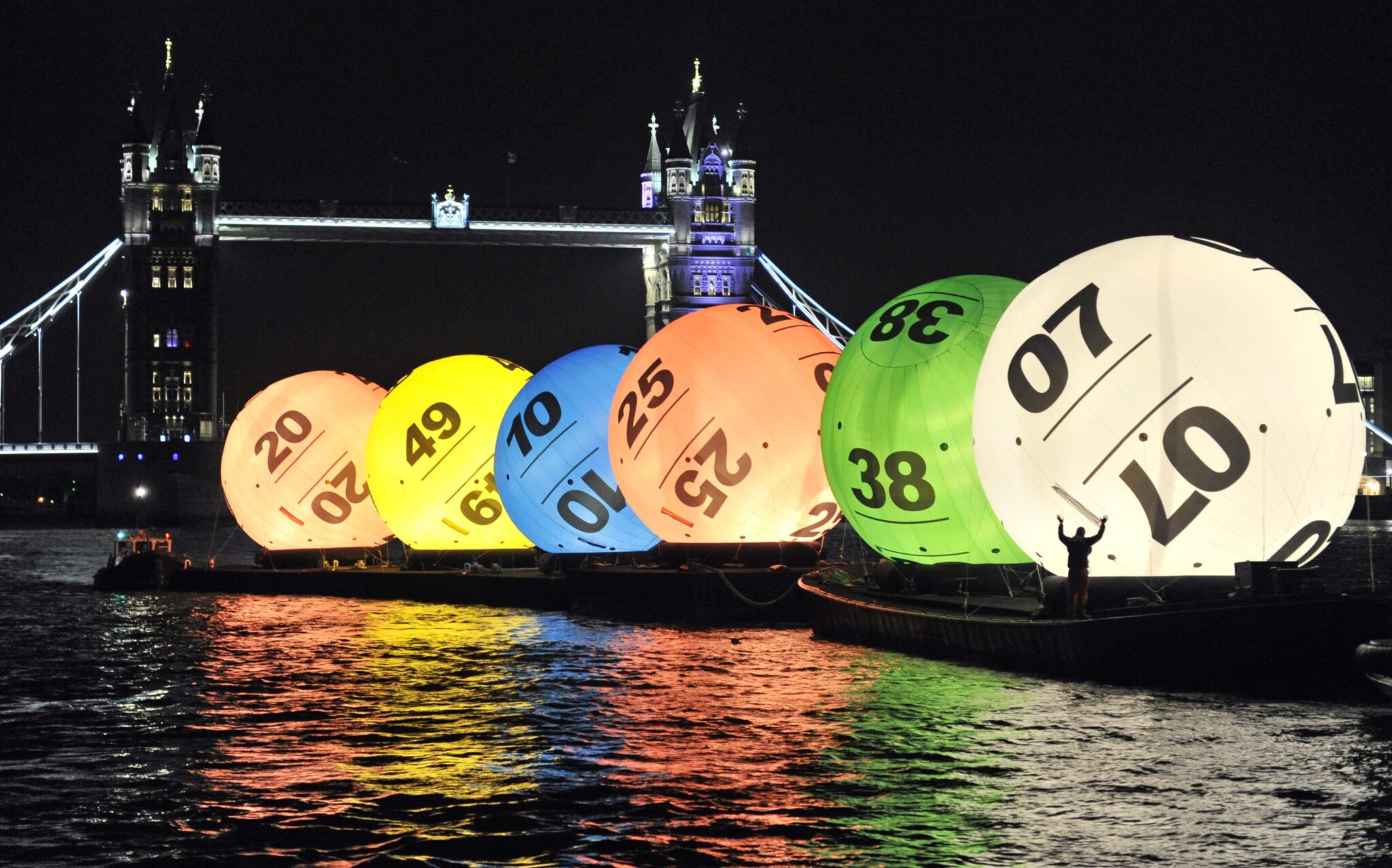 bingo ball inflatables in river